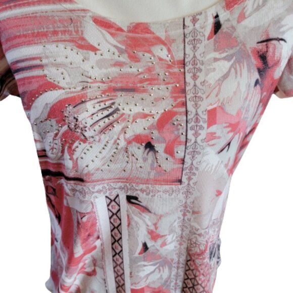Style & Co Top in Pink with Studded Front Casual Short Sleeved in Size PS - Picture 4 of 4